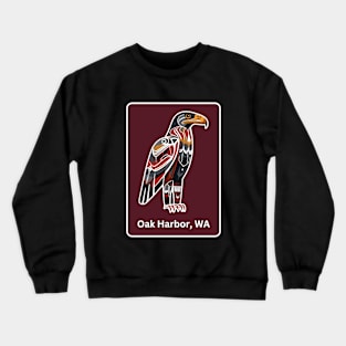 Oak Harbor Washington Native American Indian American Red Background Eagle Hawk Haida Crewneck Sweatshirt